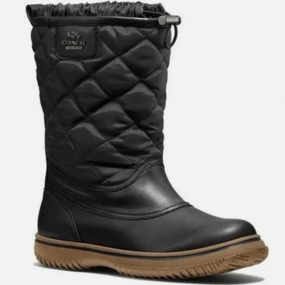 COACH Samara Black Quilted Winter Rain Snow Water Proof Boot Women's Size 6.5